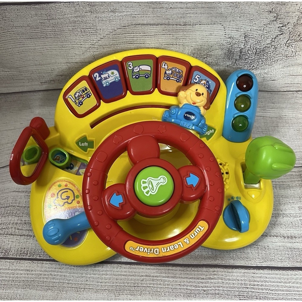 Kids VTech Turn &‎ Learn Driver Wheel Yellow Learning Toy w/Lights & Sounds
